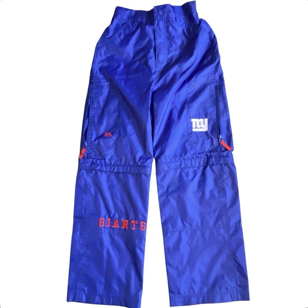 New York Giants NFL Blue Convertible Nylon Lined Track Pants Logo Youth 12/14